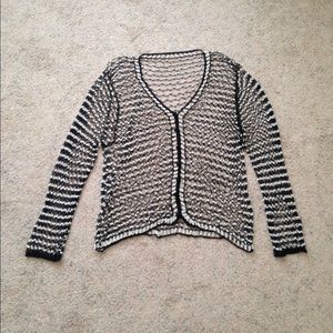 Vintage Beaded Black and Silver Long Sleeved Top